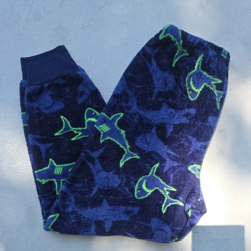 Shark Print Pajama Pants Blue and Green